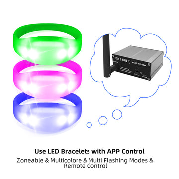 APP Controlled LED Bracelets Pulsera LED for Small Parties, Wedding, Birthday Party, Aniversary(100 PCS + Mini APP Transmitter)